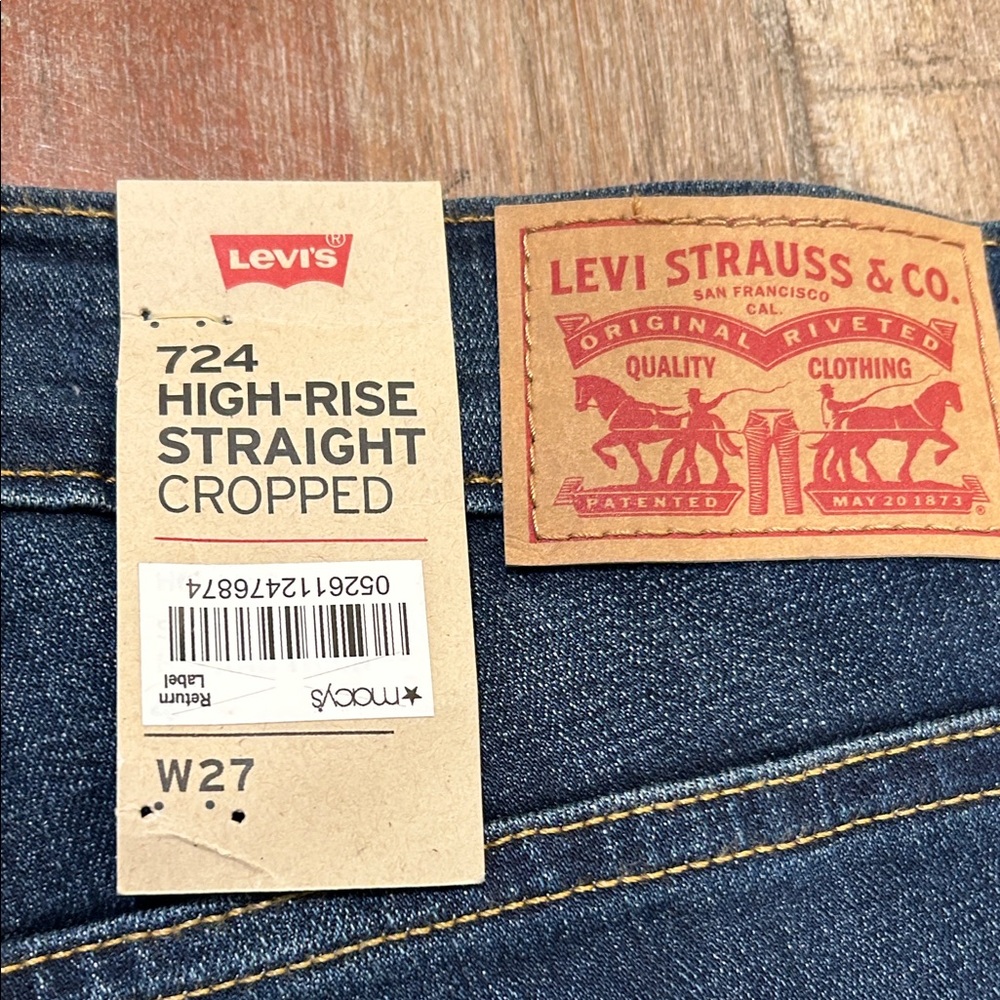 NWT Levi’s 724 High-Rise Straight Cropped Dark Wash Jeans - Picture 9 of 10
